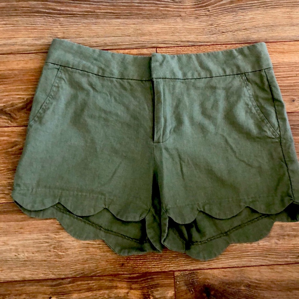 Olive Scalloped Shorts